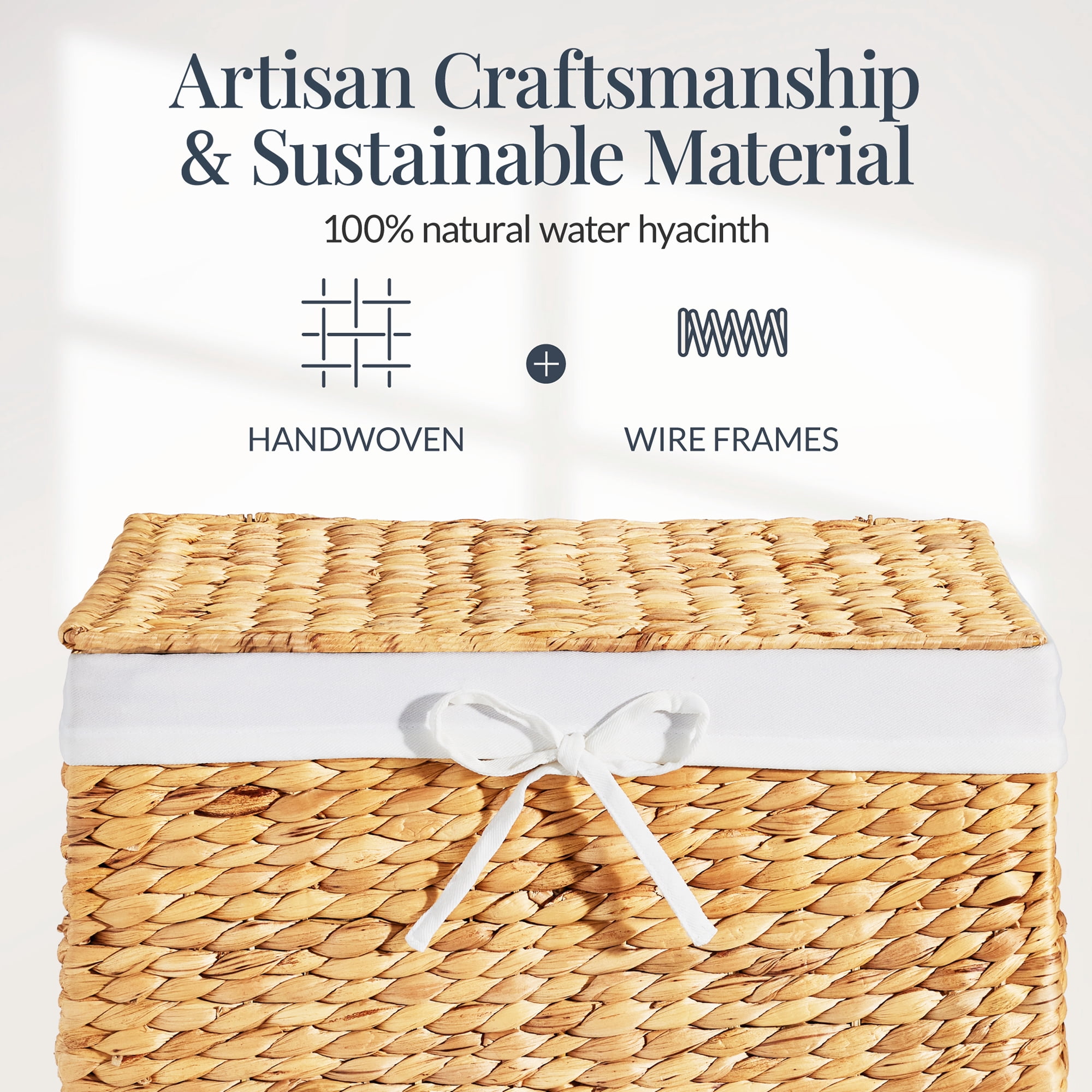 Best Choice Products Large Laundry Hamper w/Lid, Handwoven Laundry Basket, w/ Removable Liner & Handles - Natural