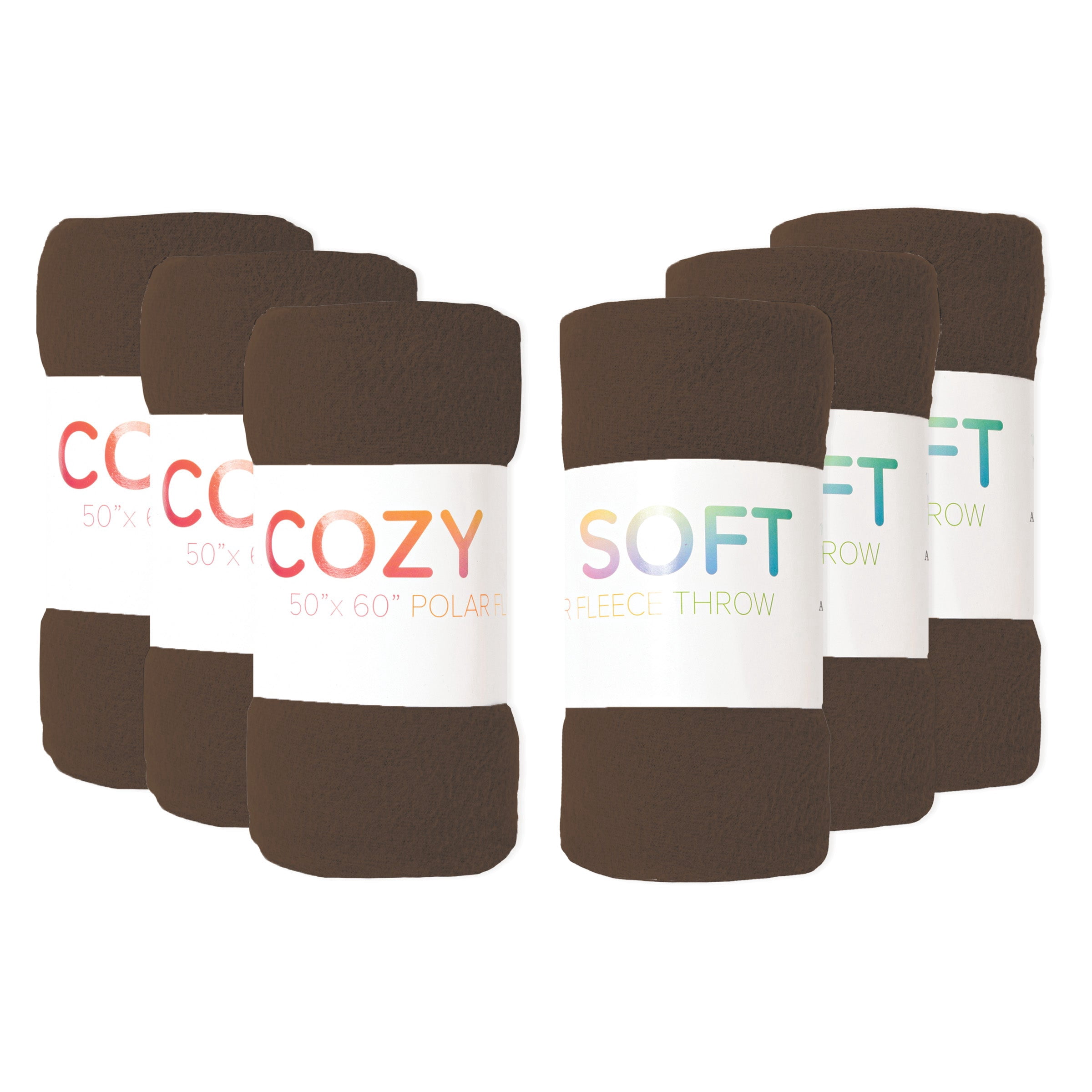 Arkwright Polar Fleece Throw Blankets (Pack of 6) Ultra Soft, Lightweight, 50 x 60 in, Brown