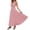 Pink, variant on Summer Women's Sleeveless Maxi Peplum Dress Deep V Neck Print Mesh Splice Back Elastic Long Out Wear