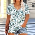 thumbnail image 5 of Enjoytime Summer Tops for Women Vintage Printed V-Neck Short Sleeve Tunic Beach Vacation Casual Plus Size Clothes, 5 of 6