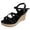 Black, variant on Women's Wedge Platform Sandals Classic Strappy Open Toe Wedges Heels Elegant Tassel Ankle Strap Espadrilles Dress Shoes Black Size 6