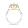 thumbnail image 2 of ANGARA Natural Vintage Inspired Emerald Floral Halo Ring with Milgrain in 14K White & Yellow Gold for Women (Size-4.5mm) | May Birthstone, Anniversary, Jewelry Gift for Women | Natural Emerald Ring, 2 of 10