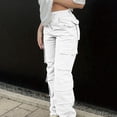 thumbnail image 7 of AILIYIL Women'S Solid Color Low Rise Multi Pocket Cargo Casual Trousers (White,M), 7 of 7