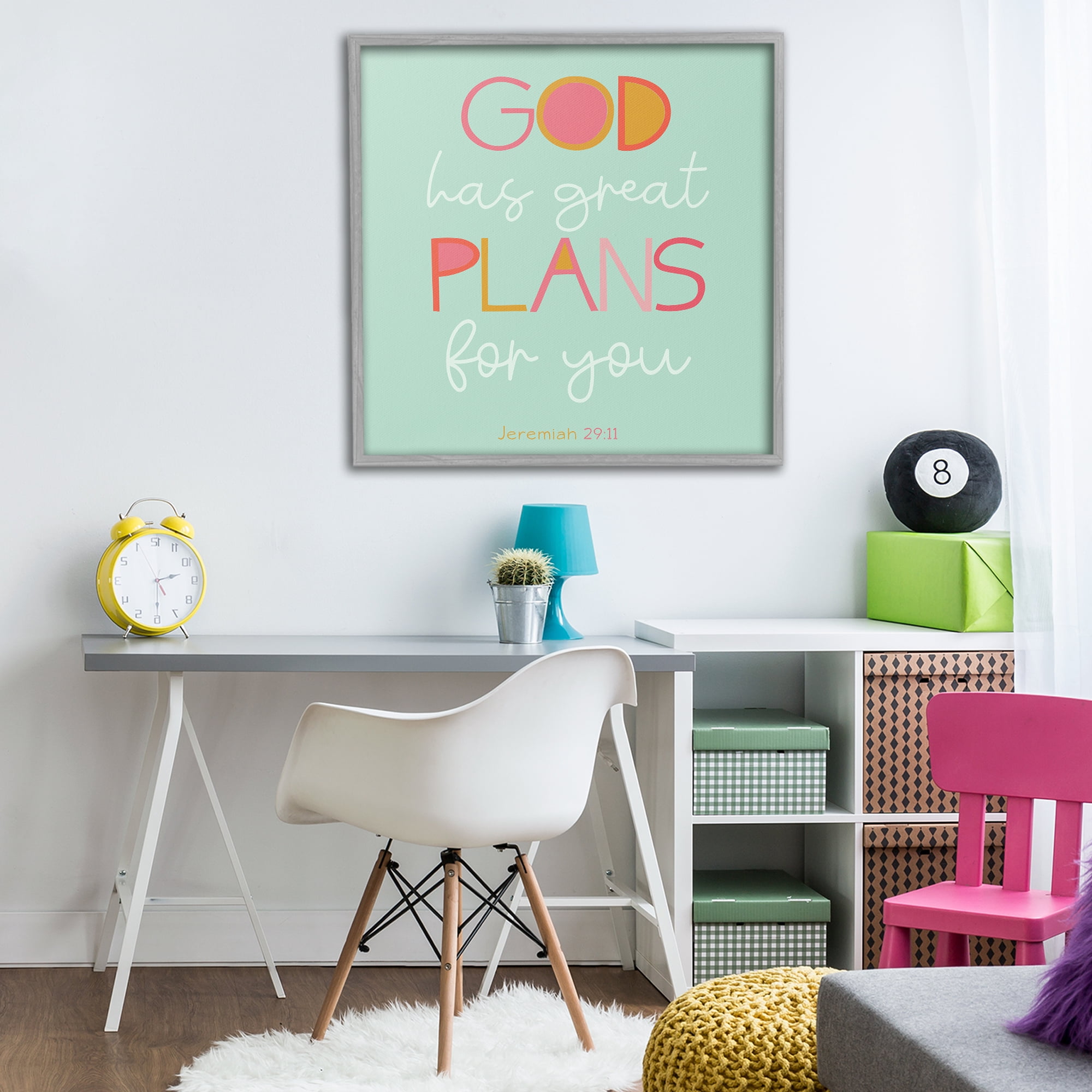 Stupell Industries Green God's Plans For You Gray Framed Giclee Art, design by SD Graphics Studio