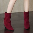 thumbnail image 2 of UngA Wide Calf Western Boots Woman Mid Calf Boots for Women Block Heel Womenâs Tall Boots Square Toe Comfortable Casual Boots Low Heel Red,6.5, 2 of 7
