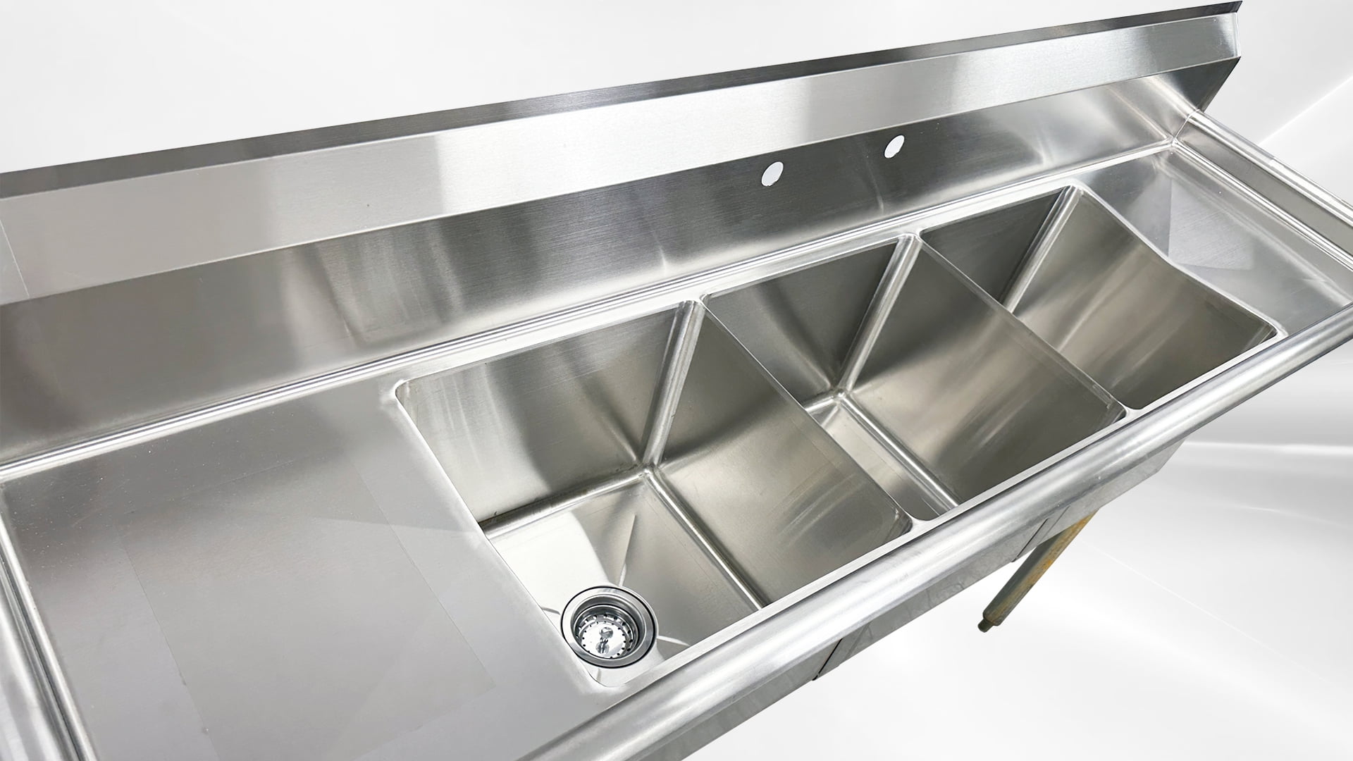 75 in. Commercial Kitchen Three Compartment Sink, NSF Sink Stainless Steel with Two Drain Board