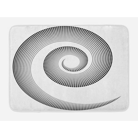 - Spires Bath Mat, Spiral Dimensional Curve Turns Around an Axis Rotary Parallel to Ring Center Design Image, Non-Slip Plush Mat Bathroom Kitchen Laundry Room Decor, 29.5 X 17.5 Inches, Black, Ambesonne