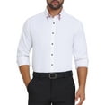 thumbnail image 5 of INSPIRE CHIC Men's Contrasting Colors Collar Long Sleeve Button Down Formal Business Dress Shirts M White, 5 of 6
