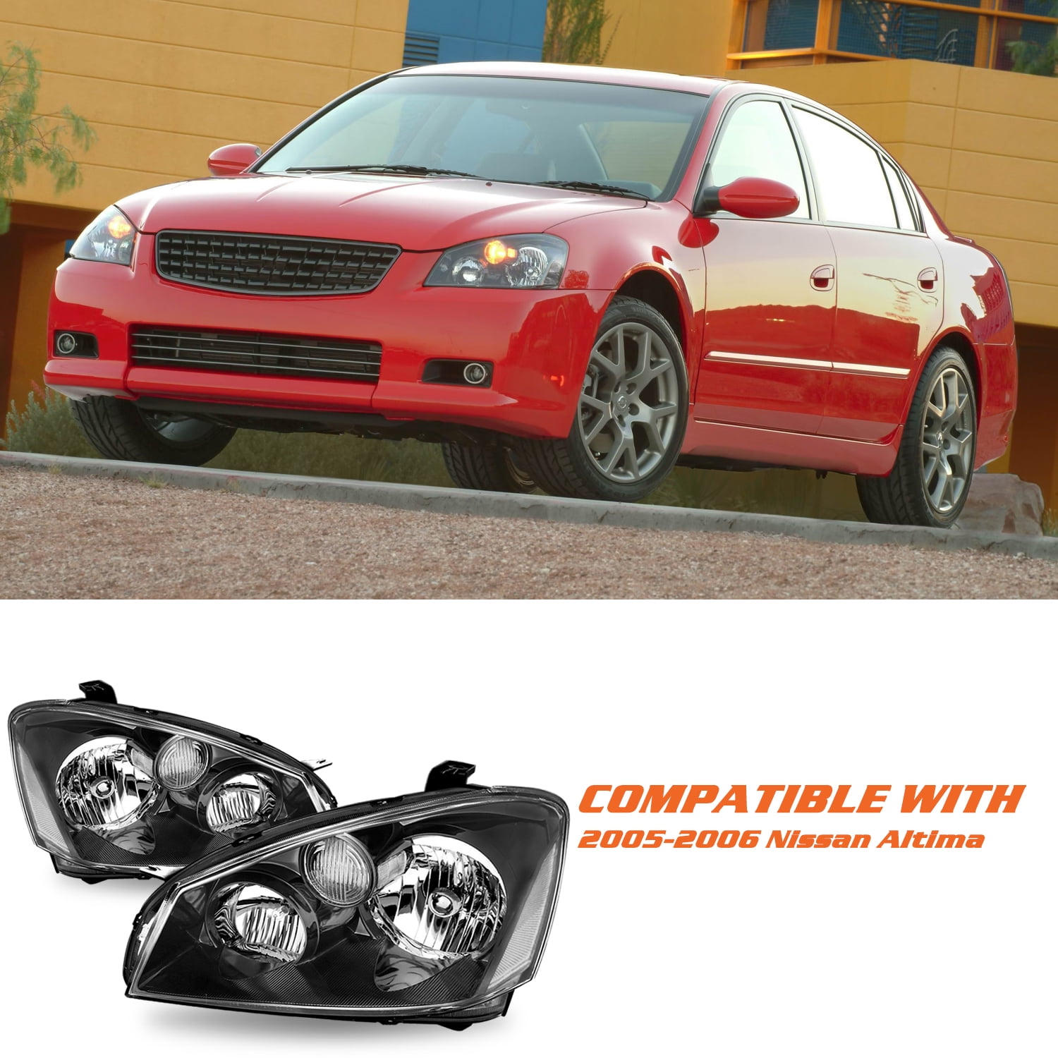 For 2005-2006 Nissan Altima 4Door Halogen Headlights Assembly Headlamps 05-06