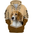 thumbnail image 3 of Sudaderas con capucha con cremallera impresa en 3D para hombres y mujeres, disfraces de cosplay de Halloween, Hogar es donde mi perro es Beagle, 3 of 4