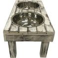 thumbnail image 3 of Huntley Pet Berjen Table Elevated Double Bowl Feeder, White Wash (Large), 3 of 13
