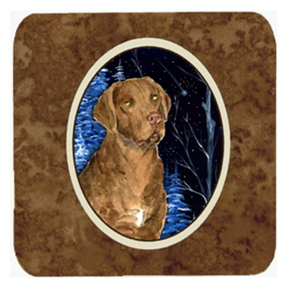 Starry Night Chesapeake Bay Retriever Foam Coasters - Set Of 4, 3.5 x 3.5 In.