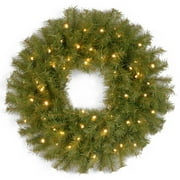 24" B/O Pre-Lit LED Norwood Fir Artificial Christmas Wreath – Warm White Lights
