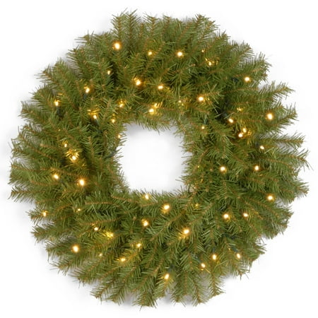 24" B/O Pre-Lit LED Norwood Fir Artificial Christmas Wreath – Warm White Lights