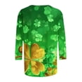 thumbnail image 6 of Craaazy St Patricks Day Shirts Womens Casual Crew Neck 3/4 Sleeve Green-themed Loose Tops Gifts, 6 of 6