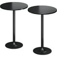 thumbnail image 1 of Homall 2-Pieces Bistro Pub Table Round Bar Height Cocktail Table Metal Base MDF Top Obsidian Table with Black Leg 23.8-Inch Top, 39.5-Inch Height, Black, 1 of 1