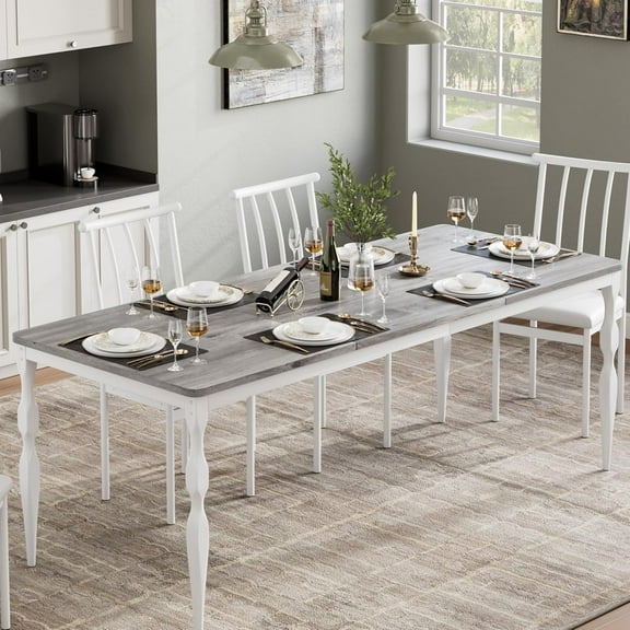 Senfot 78 Inch Rectangular Dining Table for 8, Rustic Farmhouse Kitchen Table with Large Tabletop, Long Wooden Dining Room Table with Heavy Duty Legs (only table)
