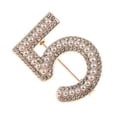 thumbnail image 2 of 3 Pcs Fashion Women Crystal Rhinestone Pearl Number 5 Brooch Pin Yinane broches de número para mujer, 2 of 9