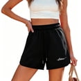 thumbnail image 5 of Women Casual Sweat Shorts Side Split Solid Shorts Elastic Drawstring Short Pants High Waist Lounge Shorts Loose Comfy Athletic Shorts Trendy Soft Summer Outfits Daily Workout Gym Running, 5 of 5