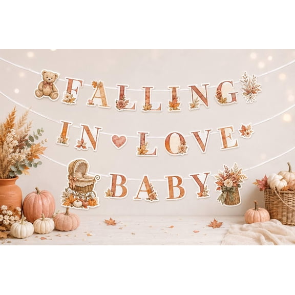 Falling in Love Baby Shower Banner, Fall Baby Shower Decorations, Autumn Baby Shower