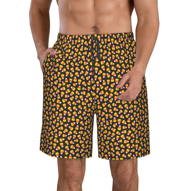 Balery Candy Corn Traje de Baño Estilo Hawaiano para Hombre, Shorts de Secado Rápido con Bolsillos-XX-Large