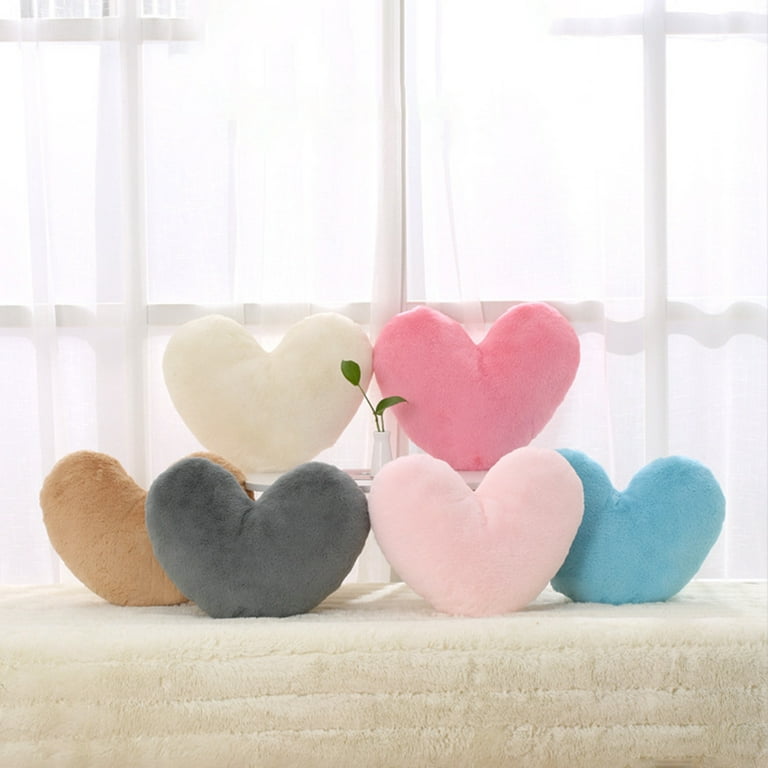 Hesroicy Throw Pillow Nice-looking Full Filling Good Fluff Soft Comfortable  Plush Fluffy Heart Shape Cushion Toy Home Decoration 