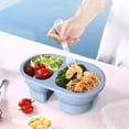 thumbnail image 2 of Portable Kids Bento Lunch Box BPA-Free Silicone Food Grade Storage Container with 2 Compartment Blue, 2 of 5