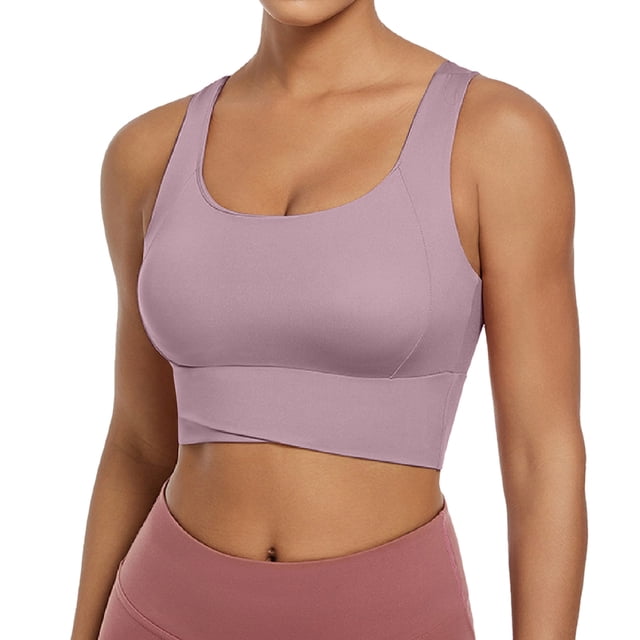 PEASKJP Women's Bralettes Wireless Full Coverage Bra with Back and Side Support, Purple M