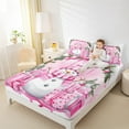 thumbnail image 4 of jejeloiu Kawaii Xmas Snowman Twin Sheet Sets,Kida Christmas Gifts Twin Fitted Sheet,Red Bowtie Bow Knot Flat Sheet For Princess,Luxury Bedroom Decor,3-Piece, 4 of 7