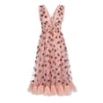 thumbnail image 4 of Fesfesfes Spring Dresses for Women Casual Strawberry Print Boho Dress Mesh Yarn Patchwork Sleeveless Dress V-Neck Ruffle Long Dress, 4 of 5