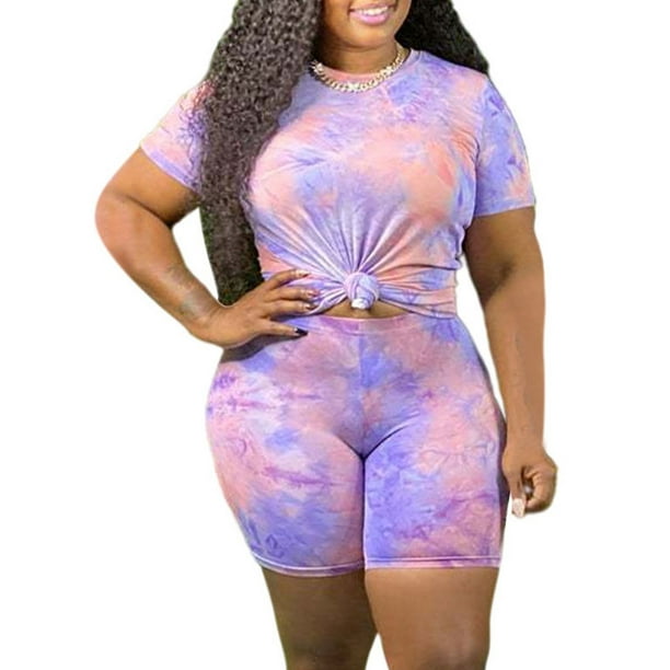 Tie dye two piece outfit hotsell plus size