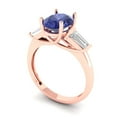 thumbnail image 2 of 2.5 ct Oval Cut Simulated Tanzanite 3 Stone 18K Rose Gold Womens Engagement Ring, 2 of 5