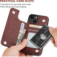 thumbnail image 3 of Compatible with iPhone 13 Wallet Case with Card Holder, PU Leather Kickstand Card Slots Case, Double Magnetic Clasp Durable Shockproof Cover 6.1 Inch(Brown), 3 of 5