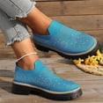thumbnail image 5 of Women's Knit Rhinestone Platform Sneakers Breathable Mesh Round Toe Slip On Lug Sole Loafers Lightweight Walking Sport Casual Shoes, 5 of 6