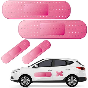 4pcs Funny Car Bandaid Stickers, Pink, 24/10in Giant Bandaid Car Decals for Cover Dent Crack Scratch, Car Bumper Sticker, Large Vehicle Body Bandage