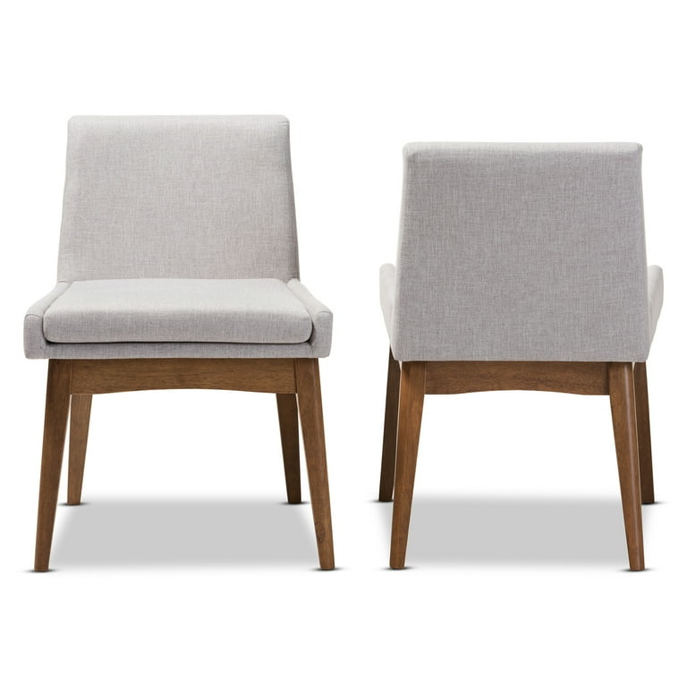 Baxton Studio Nexus Mid-Century Modern Walnut Wood Finishing Greyish Beige Fabric Dining Side Chair - Set of 2