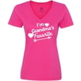 thumbnail image 3 of Inktastic I'm Grandma's Favorite with Arrow and Hearts Women's V-Neck T-Shirt, 3 of 5