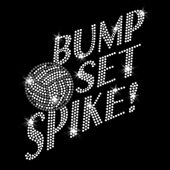 Bump Set Spike Volleyball Iron-on Clear Rhinestone Transfer by JCS Rhinestones