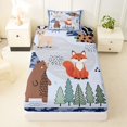 thumbnail image 3 of Castle Fairy Cute Camo Woodland Animal Twin Sheets 3pcs,Fox Bear Deer Puppy Pine Bedding,Sky Blue Cream,1 Fitted Sheet, 1 Flat Sheet and 1 Pillowcase, 3 of 6