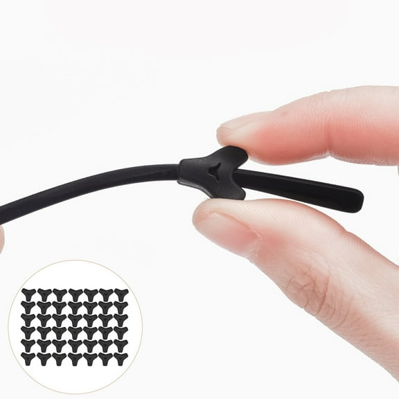 LOLIPPYY 20 Pairs Black Silicone Eyeglass Ear Pads for Back to School, Anti- Eyewear Accessories