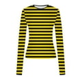 thumbnail image 6 of Fznquz Casual Womens Blouses Plus Size Yellow Striped Crewneck Tee Long Sleeve Trendy Fall Womens Tee Shirts, 6 of 6