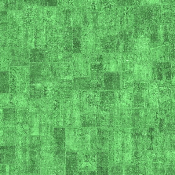 Ahgly Company Indoor Square Patchwork Emerald Green Transitional Area Rugs, 3' Square