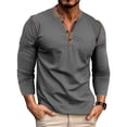 thumbnail image 2 of Resicozy Men's Henley Shirts Long Sleeve T-Shirts Casual Fashion Pullover Shirt Soft Stretch Basic Tees Fall Tops Dark Gray M, 2 of 7