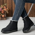 thumbnail image 6 of Leozcaa Womens Combat Boots Lace Up Ankle Boots Winter Snow Boot Fashion Plush Cotton Booties Shoes, 6 of 7