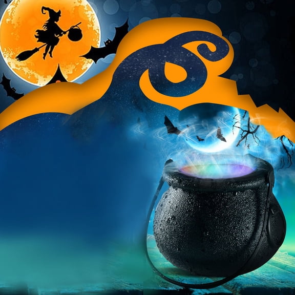 BOBOMOTI Halloween Large Witch Cauldron Decorations, Halloween Halloween Mist Maker Fogger with Witch Cauldron for Halloween Christmas and Other Holiday Decorations