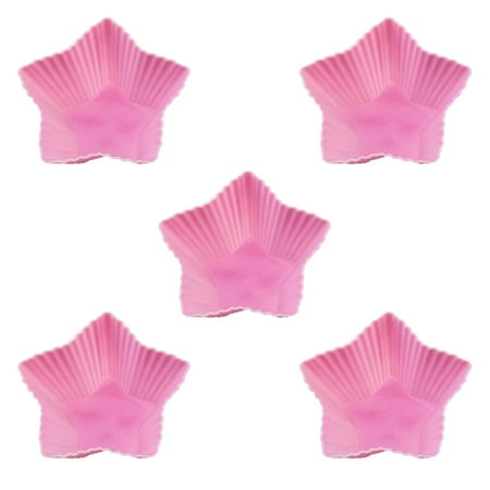 

MyBeauty 5Pcs 7CM Silicone Muffin Cups Non-stick High Temperature Resistant Cupcake Liners Star Flower Shaped Cupcake Molds Party Halloween Christmas Bakery Supplies
