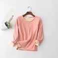 thumbnail image 2 of Womens Long Sleeve Thermal Pullover Crewneck Shirts Winter Warm Fleece Lined Pajamas Tops Soft Fuzzy Lounge Homewear, 2 of 6