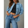 thumbnail image 7 of SHEWIN Women's Plus Size denim Jacket Oversized Jean Jackets Boyfriend Button Up Long Sleeve Split Fall Spring Shacket Light Blue, 7 of 7