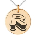 thumbnail image 1 of Stainless Steel Letter R Initial 3D Monogram Engraved Small Medallion Circle Charm Pendant Necklace, 1 of 1