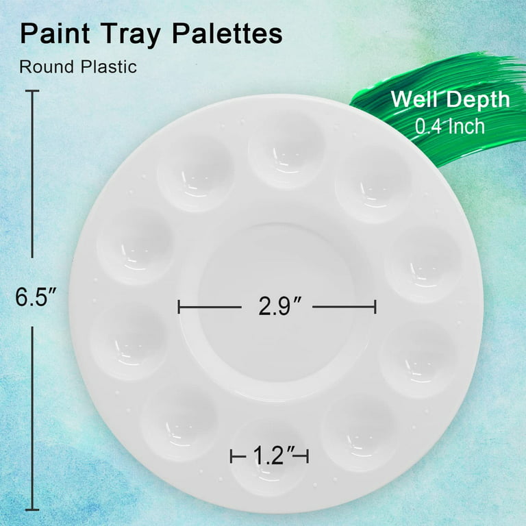 Happon 10 Pcs Paint Tray Palettes, 10-Well Round Plastic Pallets